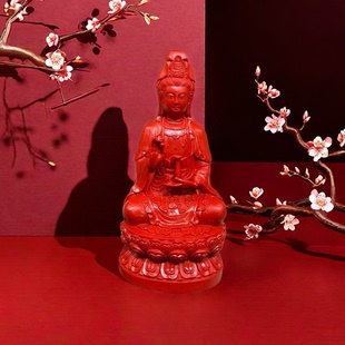 朱砂观音菩萨摆件原矿原石招财佛祖神像佛像项链手镯戒指