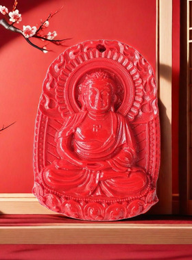 正品台湾朱砂开运吉祥物挂件饰品项链佛祖释迦牟尼佛吊坠带珠链