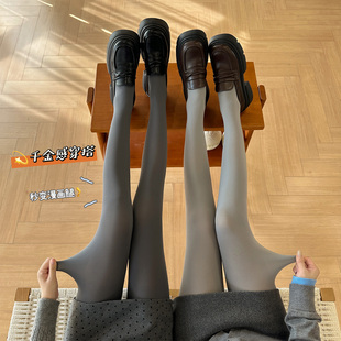 淡时光天鹅绒烟灰色连裤袜女春秋款丝袜哑光美腿显瘦千金打底裤袜