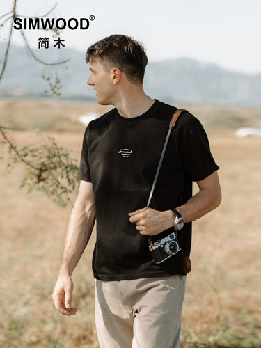 Simwood Jane Wood Men's Men's [Loose Edition] Sorona 240G Печать круглой шеи короткая -