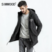 Simwood Jane Male Winter New Letter In Nhiều túi Cotton trùm đầu cho nam Áo khoác cotton mỏng - Bông