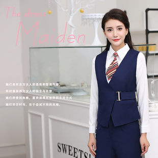 马甲短裙套装工作服女酒店前台职业装修身ol白领气质美容师工装