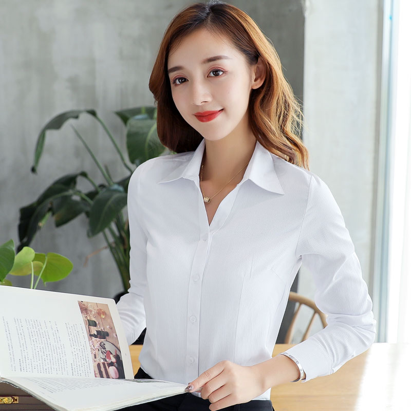 春夏白衬衫女长袖短袖工作服职业装半身裙方领防走光正装衬衫