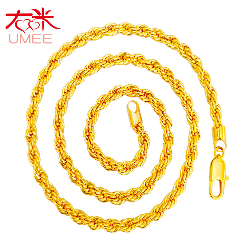 镀黄金24k色霸气时尚光面高质感男长项链久不掉色仿沙金龙骨粗链