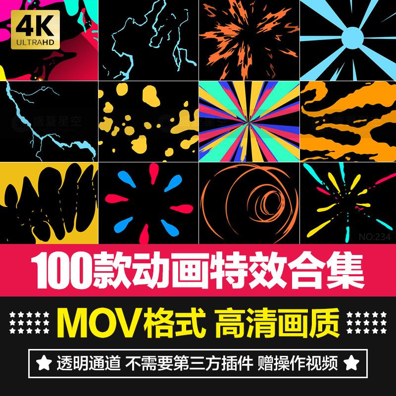 能量电流闪电液体飞溅卡通流体动画转场效果PR合成AE特效视频素材