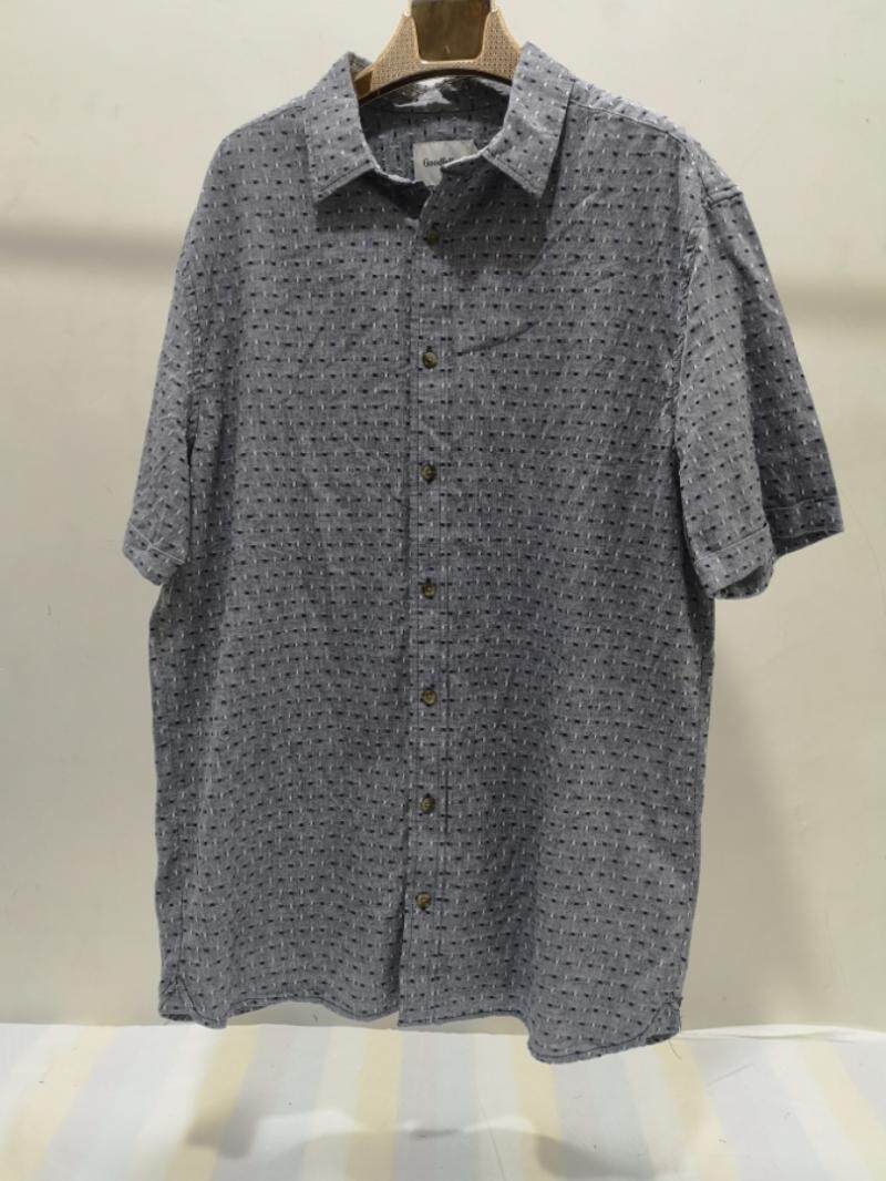 外贸原单夏加肥加大码男士短袖衬衣纯棉加长版高个子衬衫超大号胖