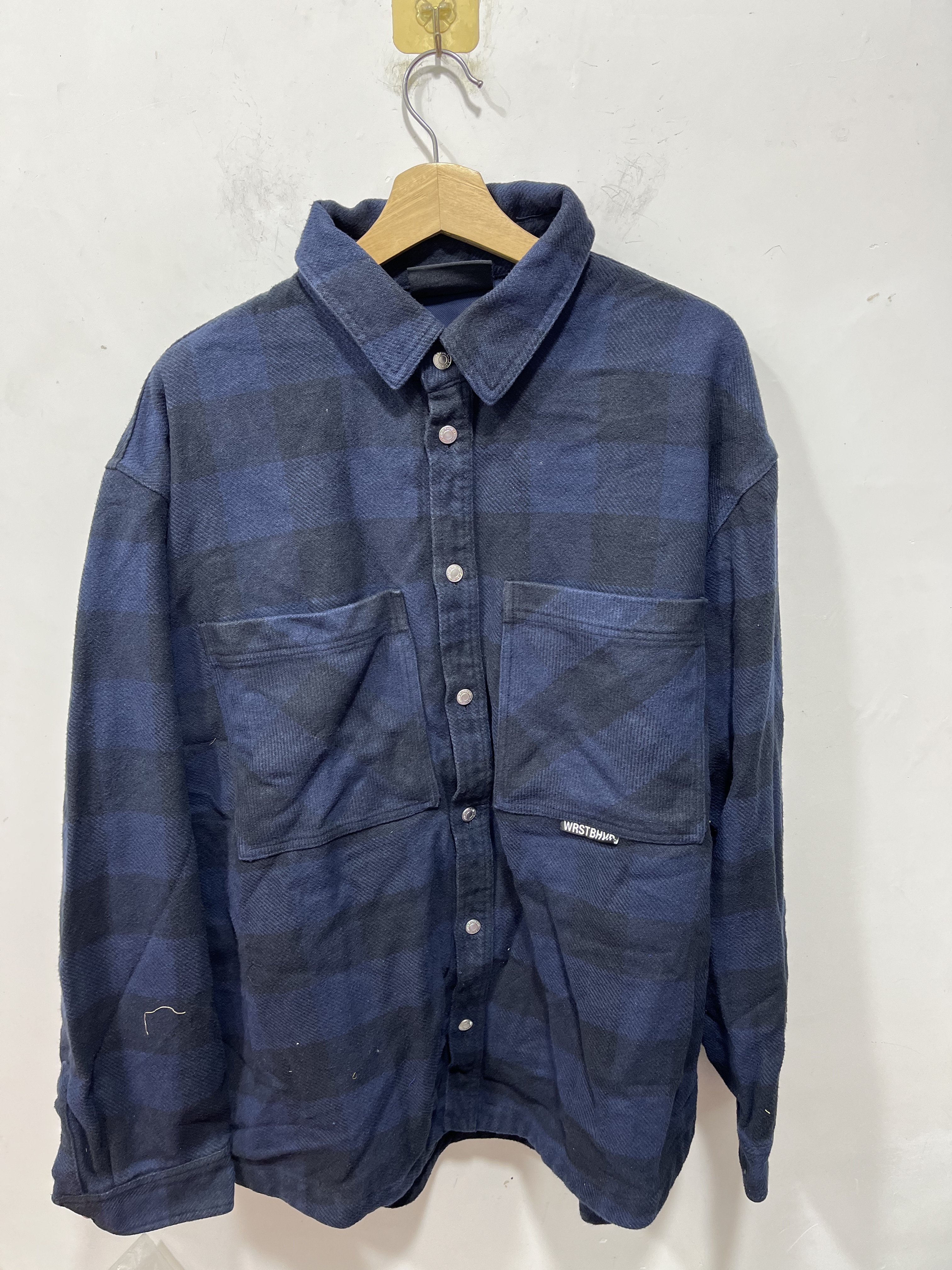 特惠秋冬加肥加大码男装毛呢格子长袖衬衫加厚2层外套潮牌大版