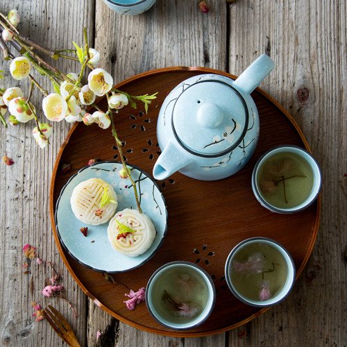 日式和风手绘梅花陶瓷茶具礼品套