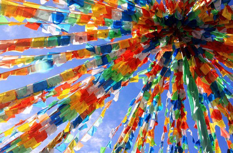 加厚高防水十合一五彩经幡 六字大明 观音心咒风马旗经旗