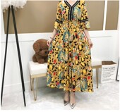 2020夏女民族风棉绸纯人造棉大摆连衣裙泰国云南傣族三亚游沙滩裙