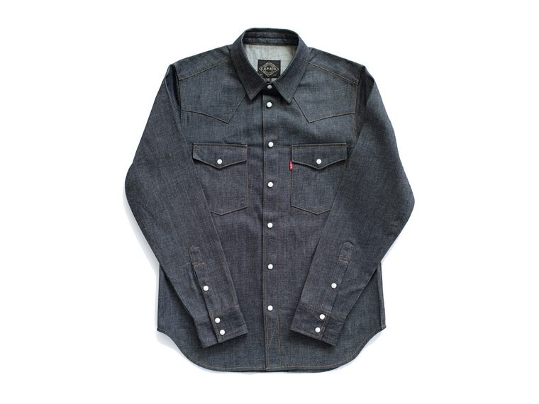 赤耳原色麻棉西部牛仔衬衫 复古养牛修身夹克