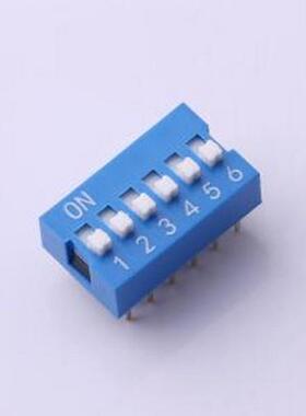 SMQS-06B-TP 拨码开关 间距2.54mm 平拨,凸起式6位拨码开关 - 原