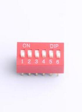ZX-2.54BM-6PZC 拨码开关 DSE 2.54直插平拨红色6位 间距2.54mm