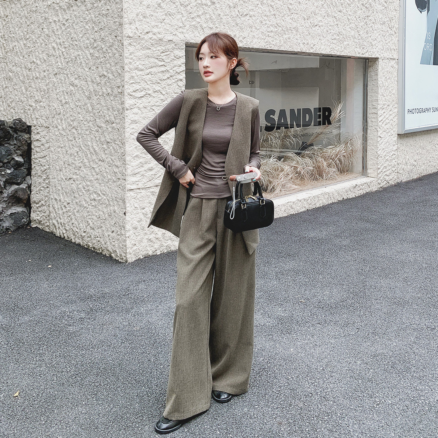 秋季韩系高级感西装马甲三件套女