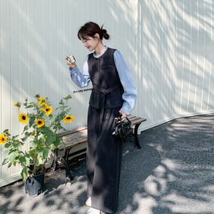 2.2轻熟风灰色套装女2026春新款马甲阔腿裤两件套298/318