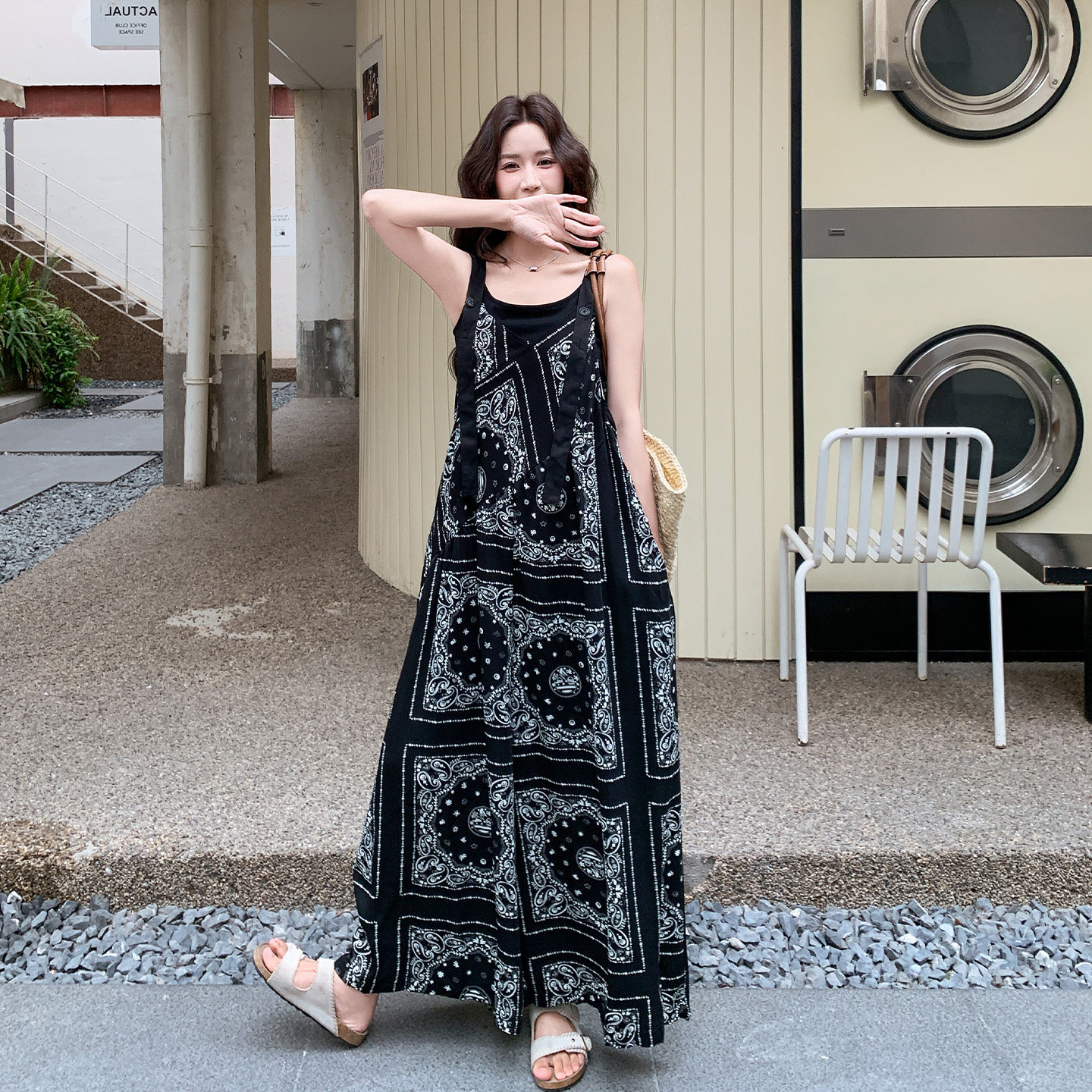 波西米亚风印花吊带连体裤女夏