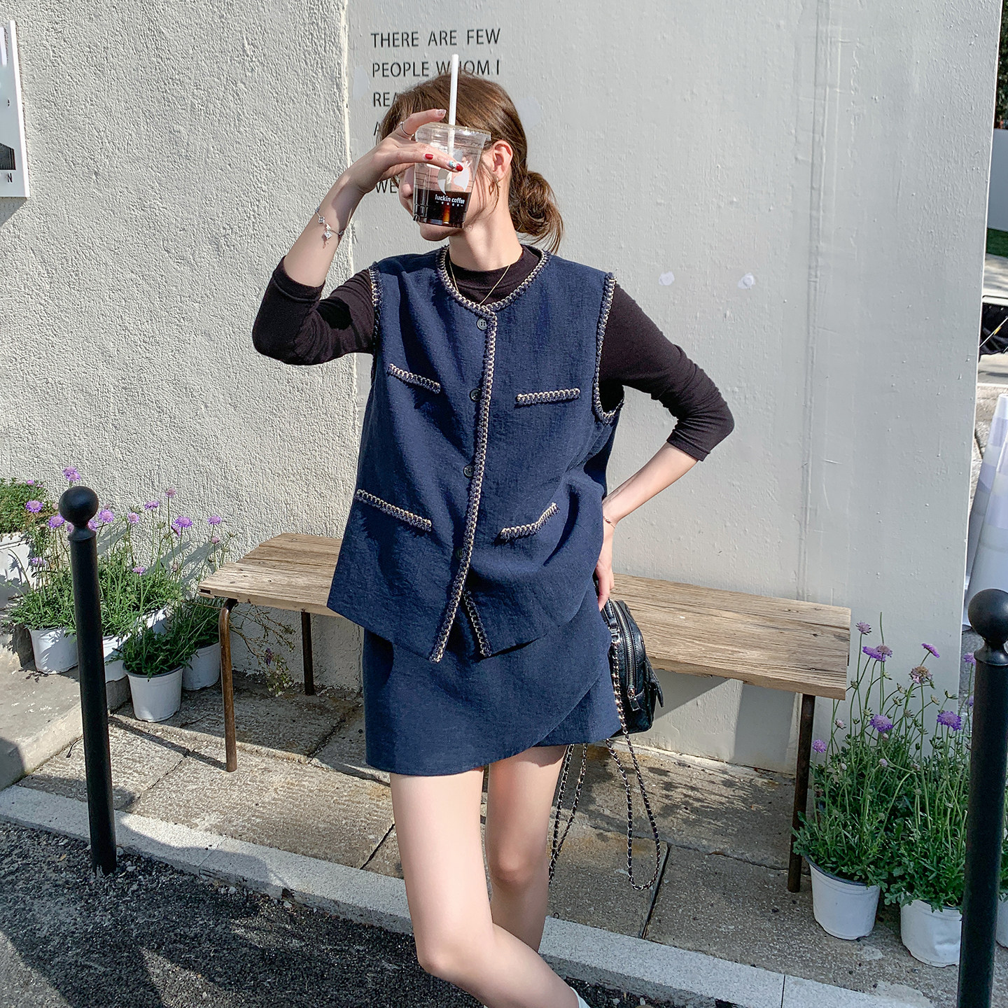 法式优雅气质小香风套装裙女2026春天新款设计感马甲半身裙两件套