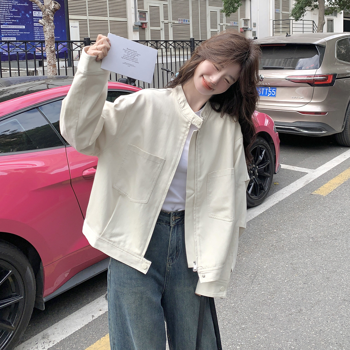 米色简约高级感休闲外套女小个子2026春天新款韩系休闲松弛感夹克