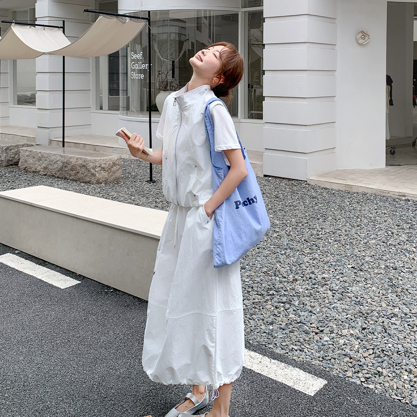 夏季韩系马甲半身裙女休闲套装