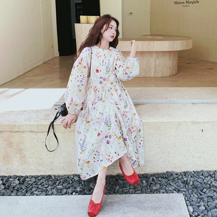 法式田园减龄文艺风碎花连衣裙女2026春新款小个子穿搭长袖A字裙