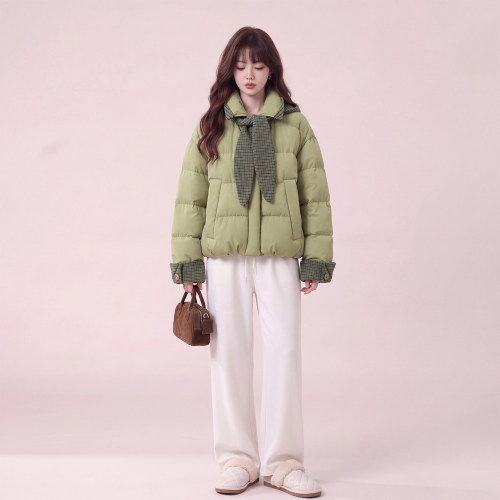 韩系连帽短款小个子保暖羽绒服女
