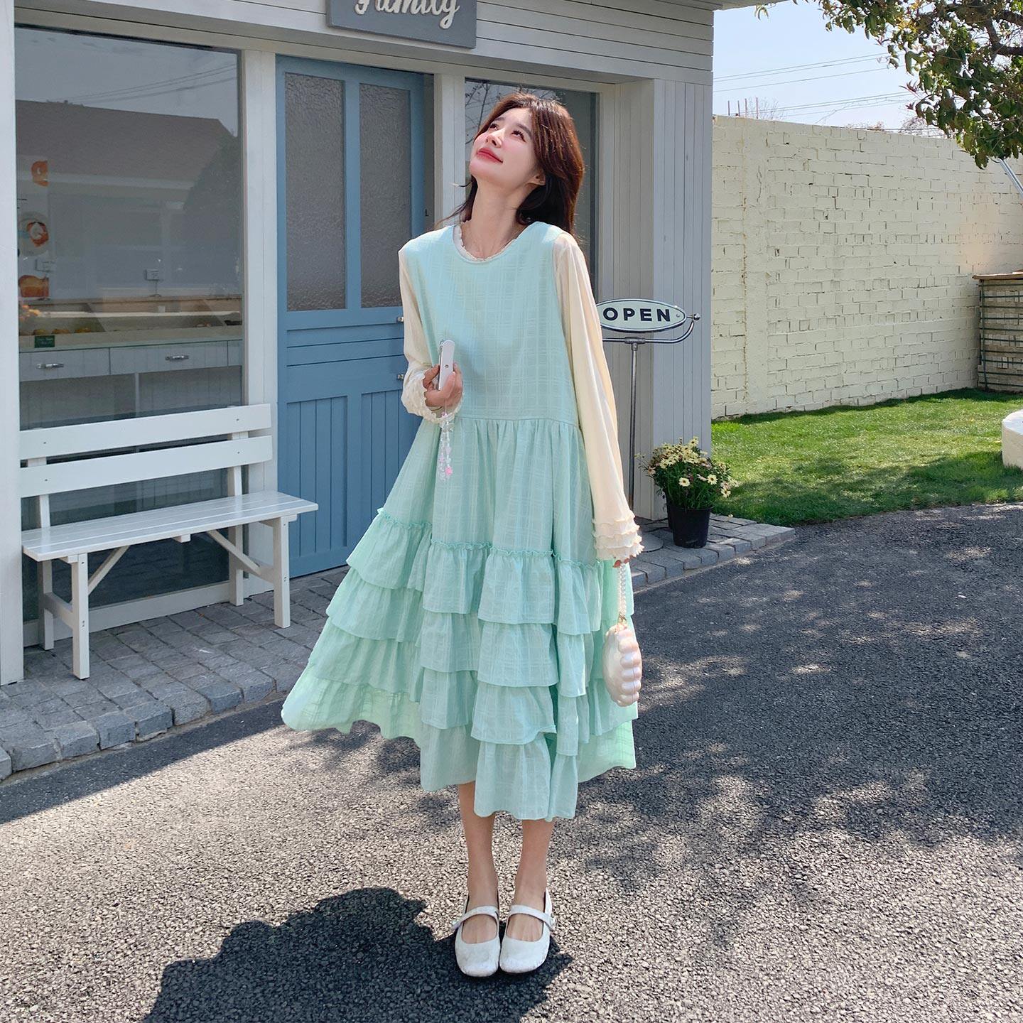 夏日清新减龄荷叶边背心连衣裙套装女2026新款时尚花边内搭两件套