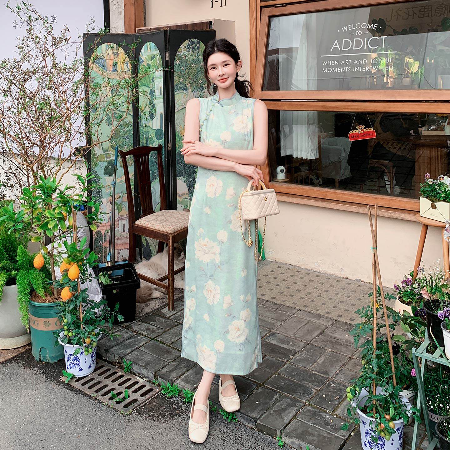 夏日新中式绝美氛围感印花旗袍裙2026新款国风高级感显瘦连衣裙