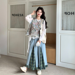 减龄小众不撞款马甲三件套女2026春新款不规则内搭拼接阔腿裤套装