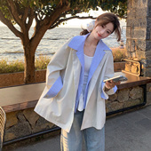 A27 撞色翻领风衣女宽松休闲中长款 298 318