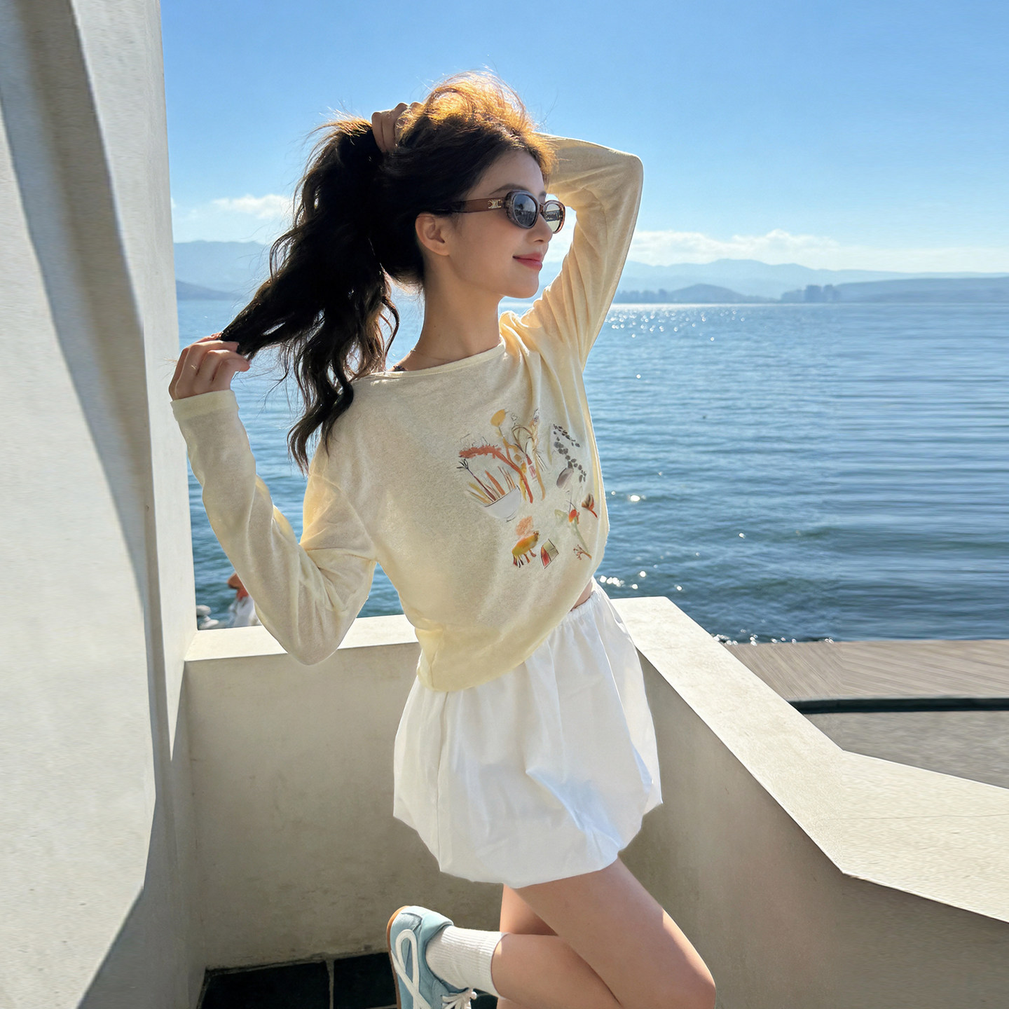 夏季减龄T恤花苞裙两件套女