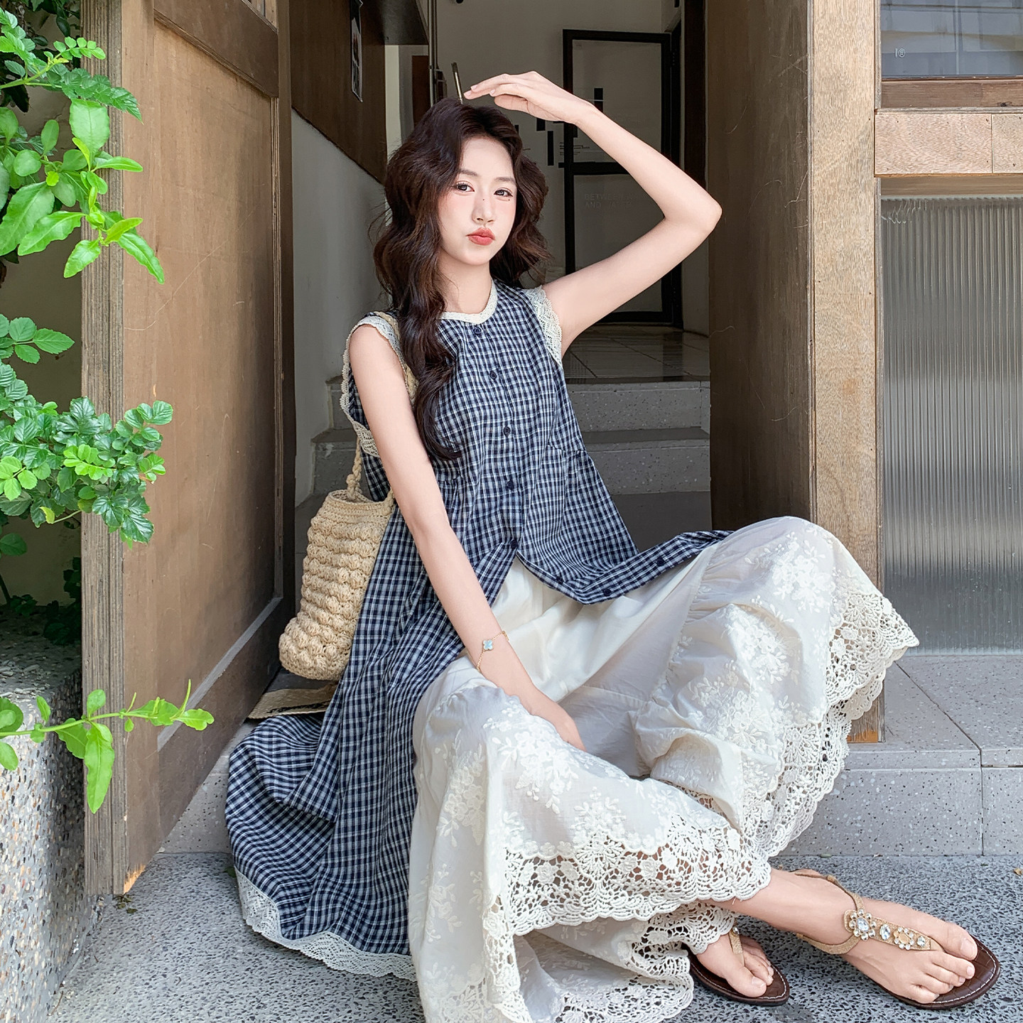 夏季休闲无袖背心女两件套显瘦