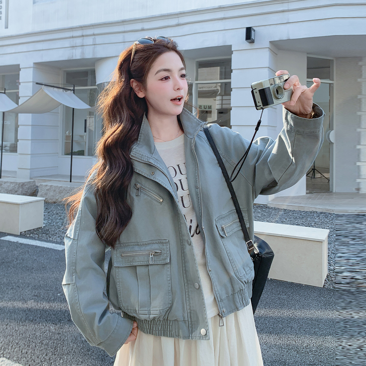 韩系春季翻领显瘦短外套女