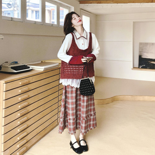 复古针织马甲三件套女秋季高级感