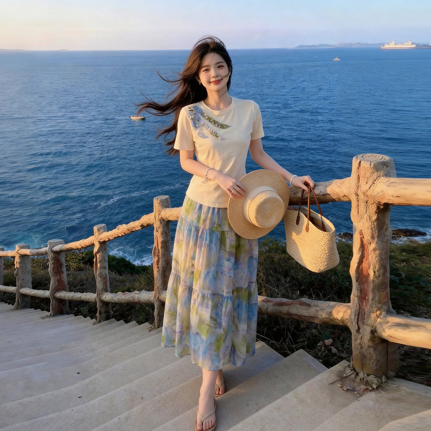 度假风碎花两件套女夏季新款
