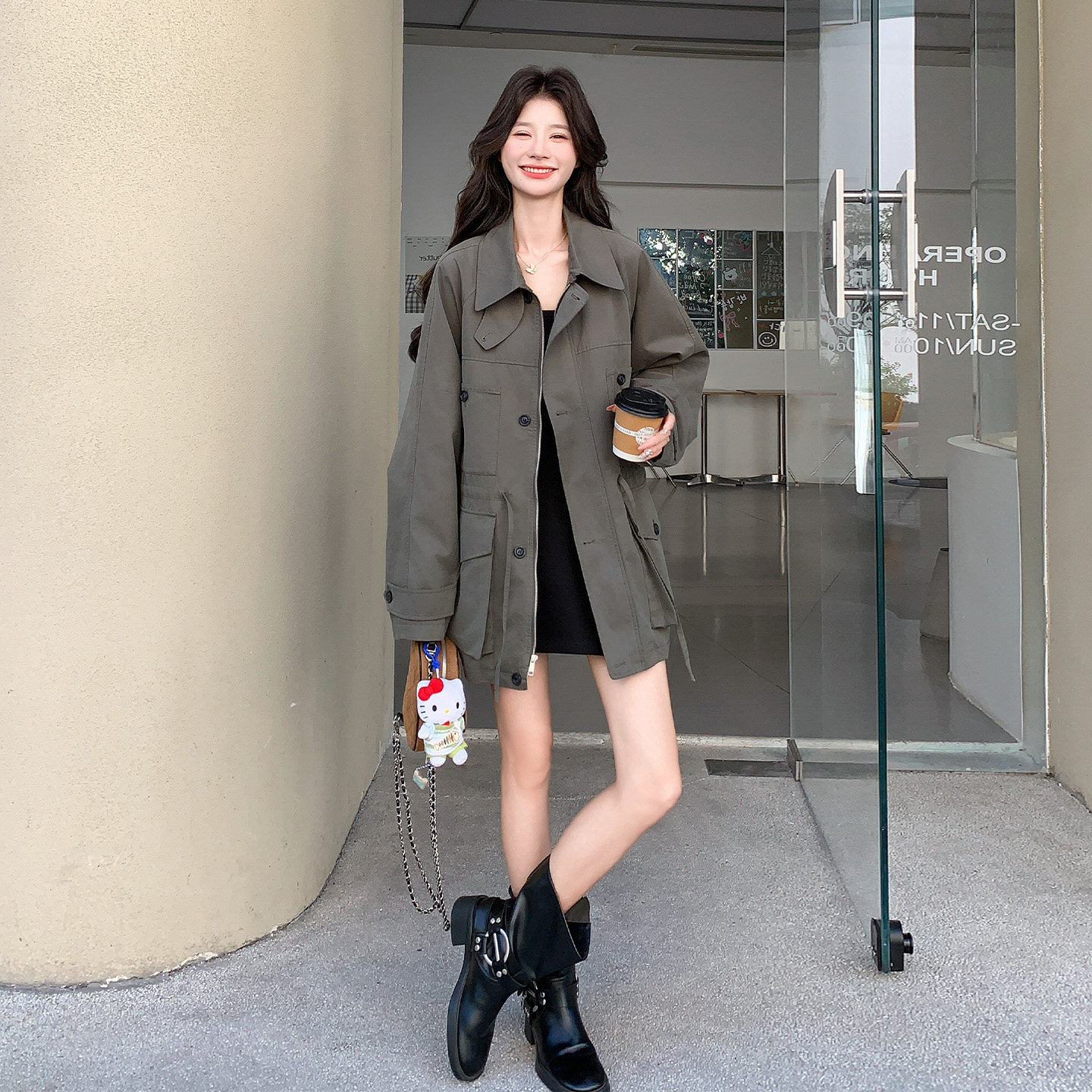 工装风大翻领外套女秋季新款
