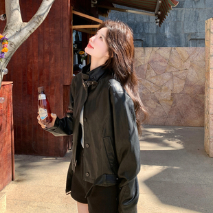 黑色美式机车风短款皮衣外套女2026春新款小个子又酷又飒PU皮夹克