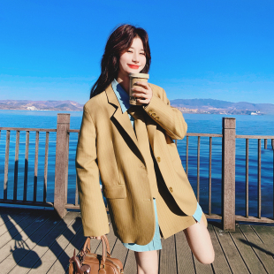 早春韩系复古学院风西装 百褶半身裙三件套2026 外套女上衣条纹衬衫