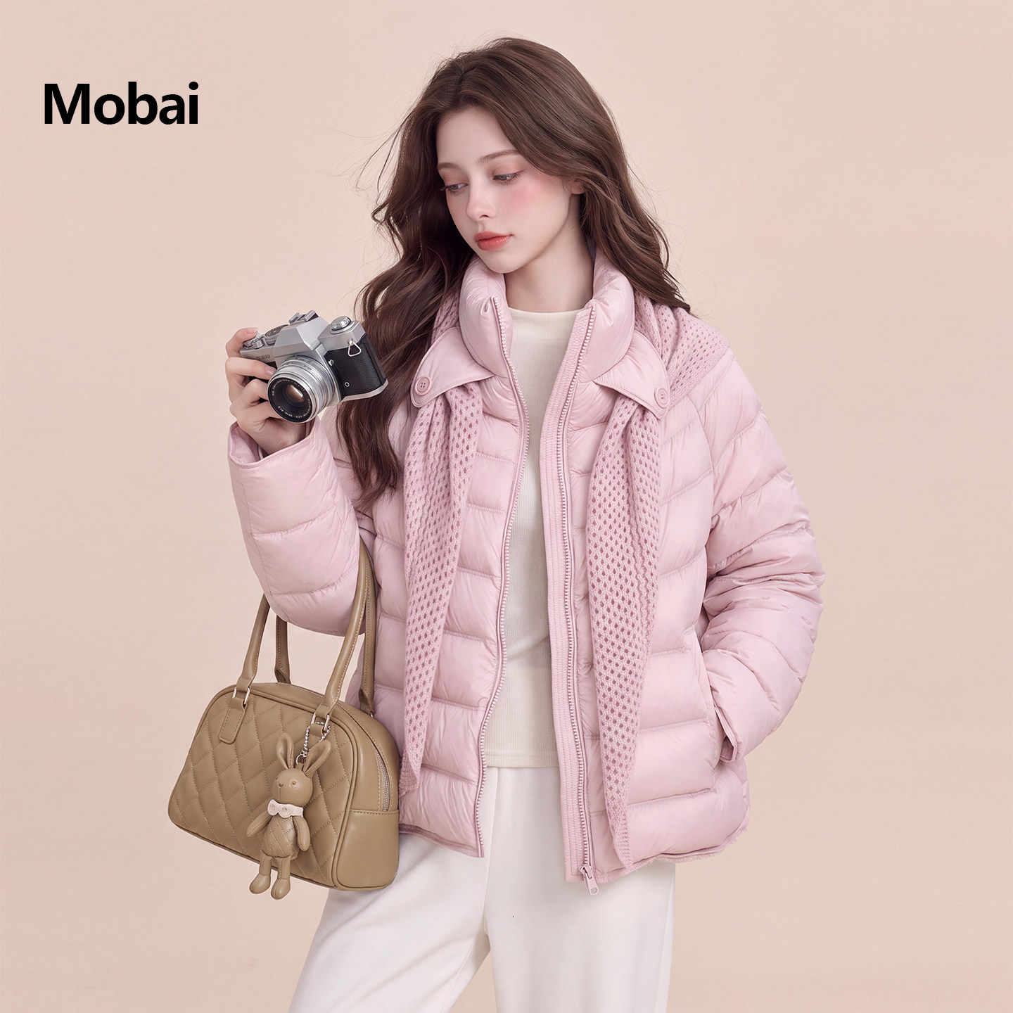 韩系女短款针织围巾羽绒服保暖