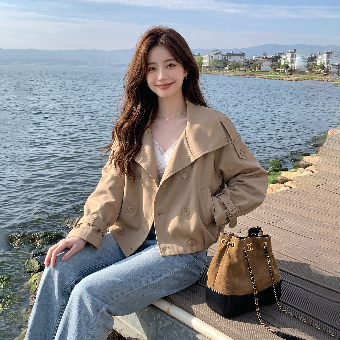 小个子可盐可甜英伦风外套女2026早秋流行爆款时尚高级感短款风衣