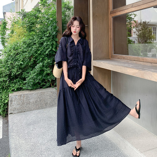 夏季法式衬衫半身裙两件套女