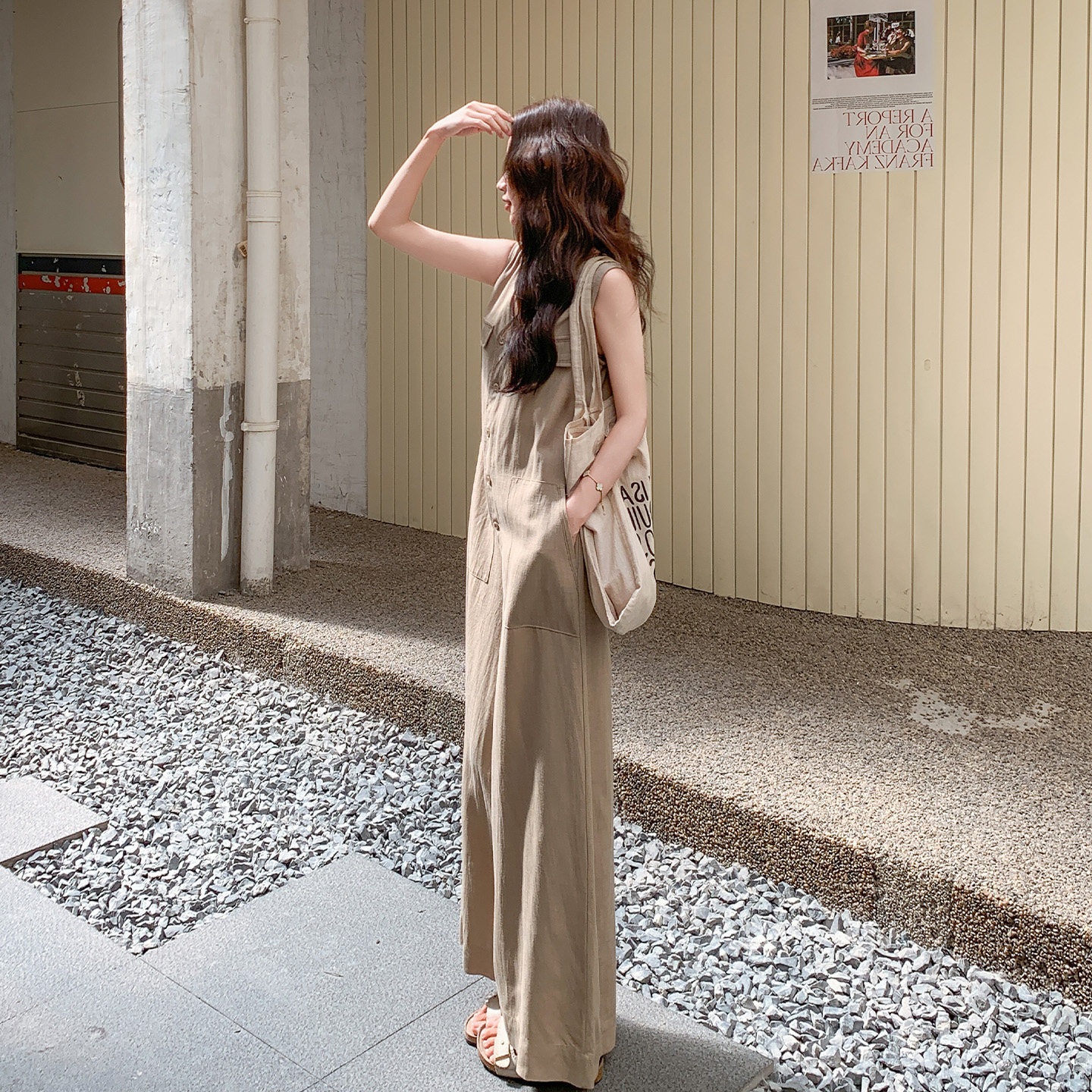 韩式轻熟复古风吊带背带裤女