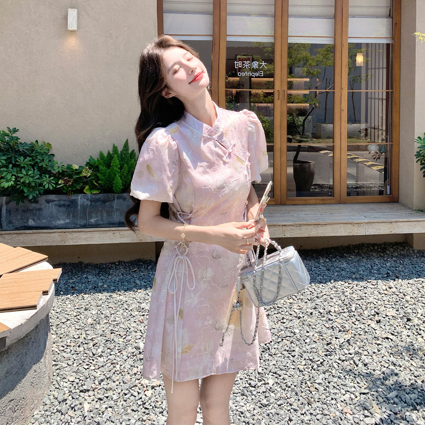 新中式温婉甜美风小个子连衣裙女2026新款夏日国风掐腰显瘦旗袍裙