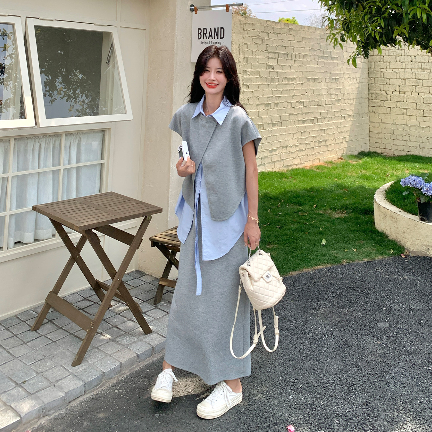 超好看慵懒风不规则三件套女2026夏季新款休闲卫衣衬衫半身裙套装