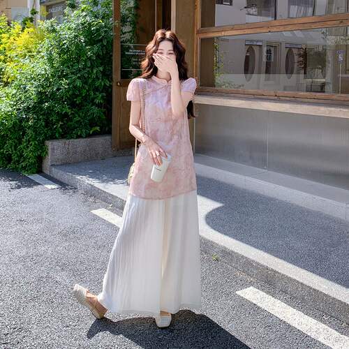 新中式减龄气质穿搭套装女2026新款国风提花上衣阔腿裤两件套夏日