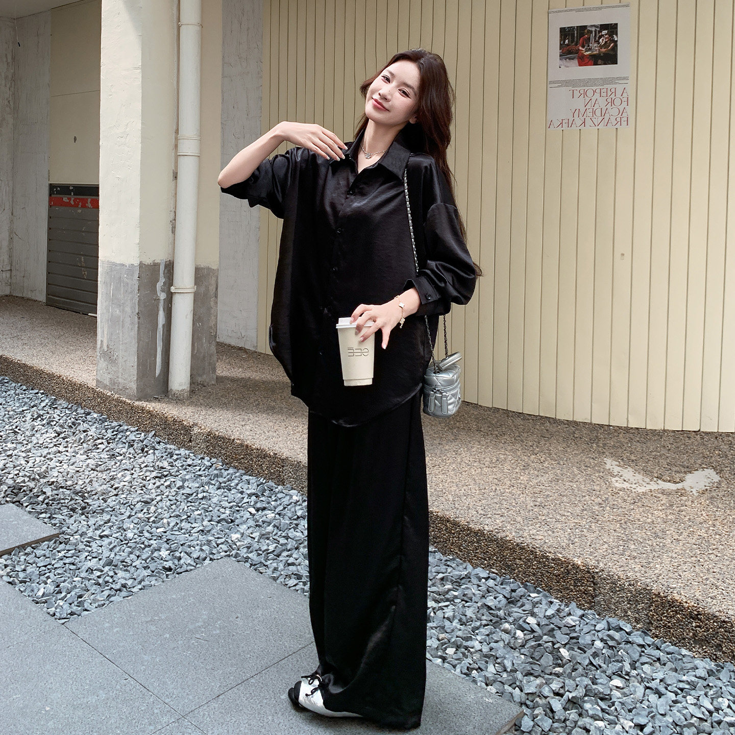轻熟衬衫阔腿裤套装女高级感显瘦
