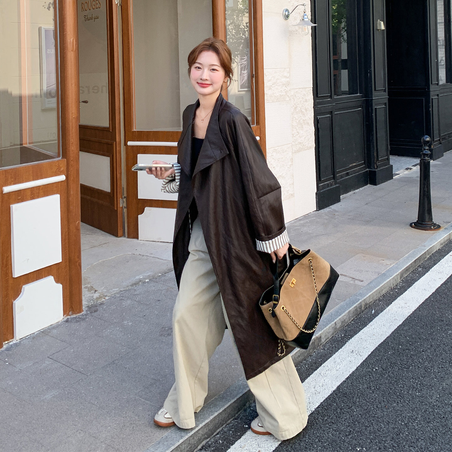 美拉德咖色复古高级感皮衣外套2026秋日新款韩版宽松显瘦气质风衣