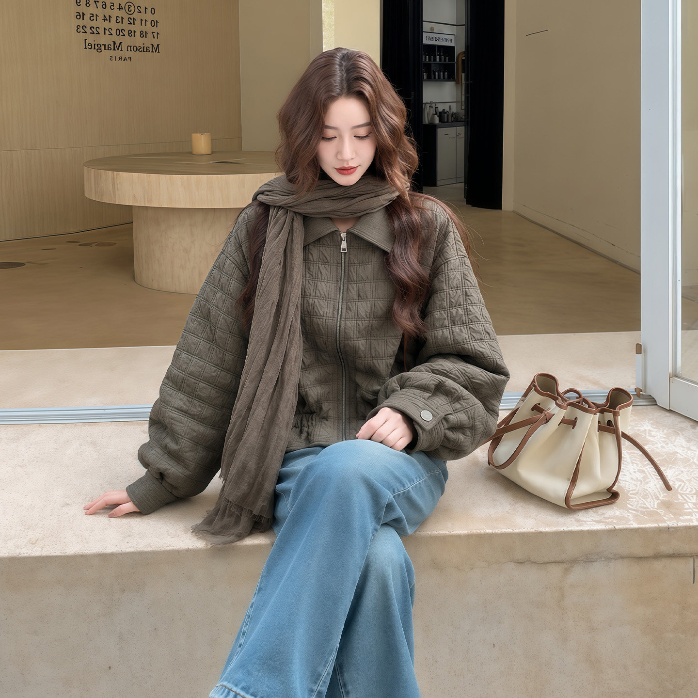 复古翻领棉服女加厚保暖