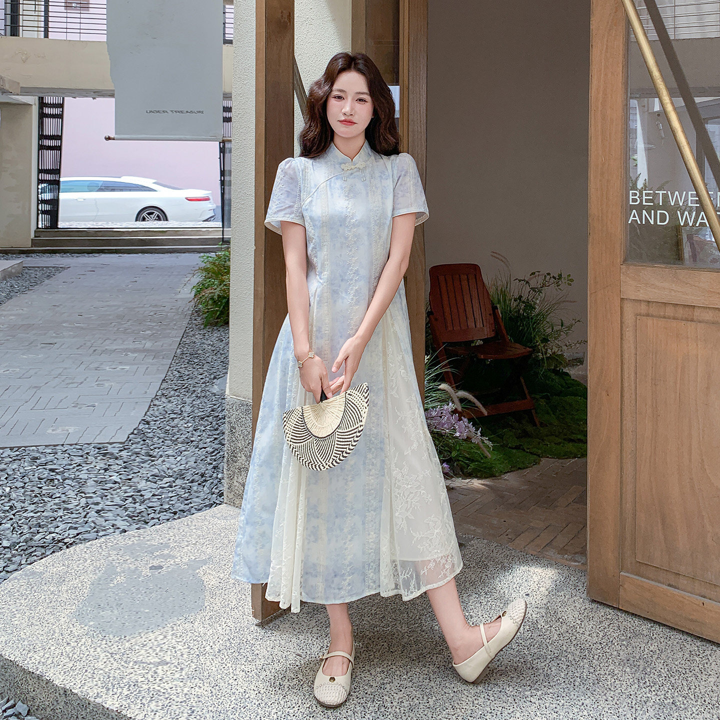 夏季新中式改良蕾丝显瘦旗袍裙