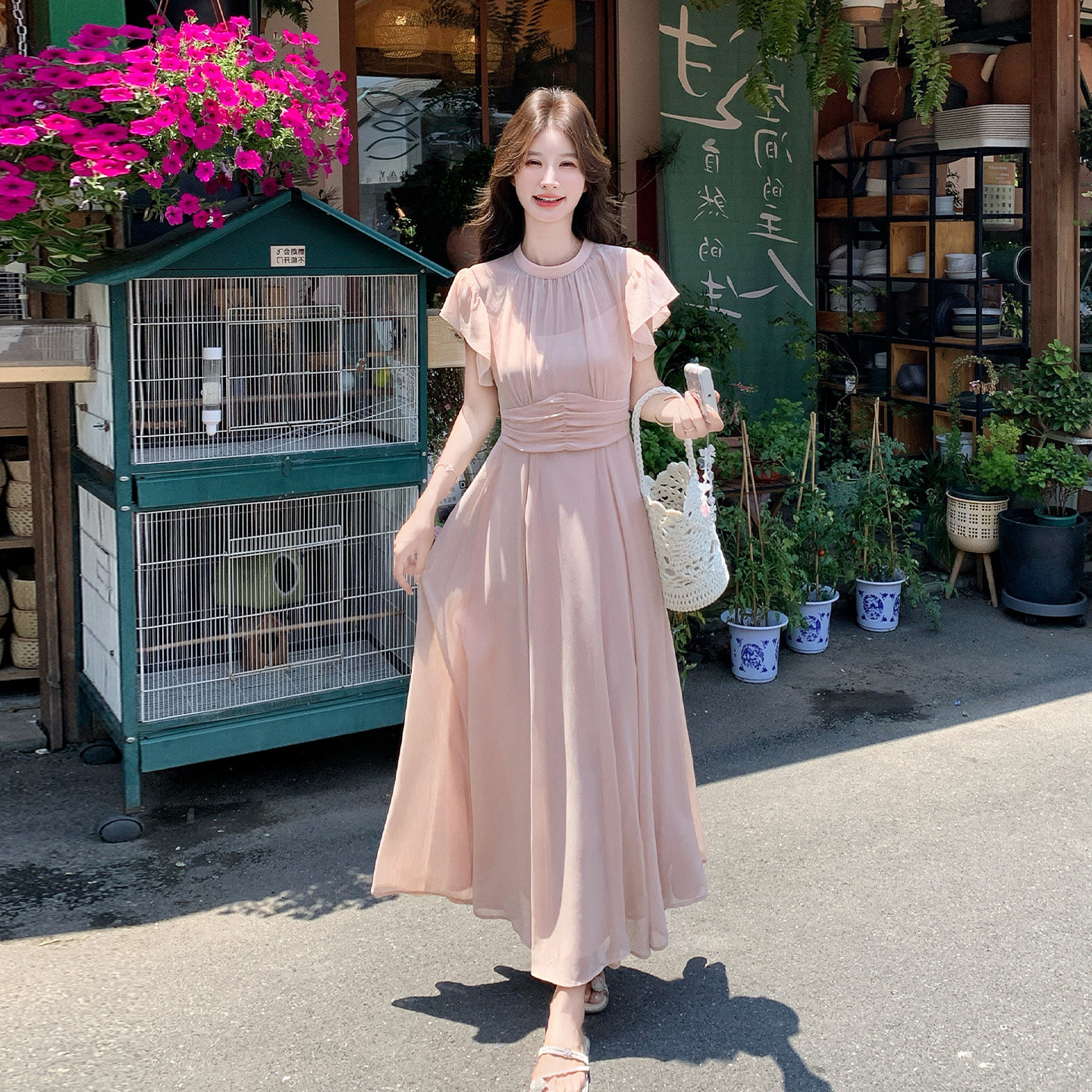 夏季短袖收腰显瘦温柔仙女裙