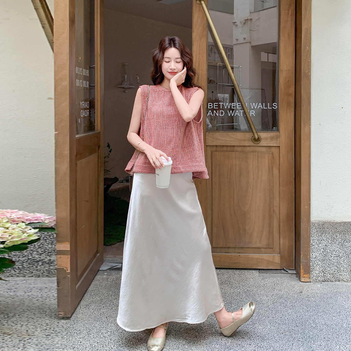 夏季法式无袖背心半裙两件套女